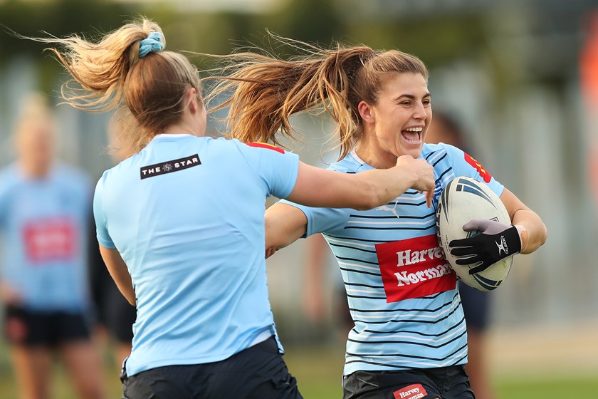 From Sky Blue to Red, White and Blue: Jess Sergis is looking forward to linking up with a number of Blues teammates at the Roosters including Hannah Southwell, Isabelle Kelly and Corban McGregor. 