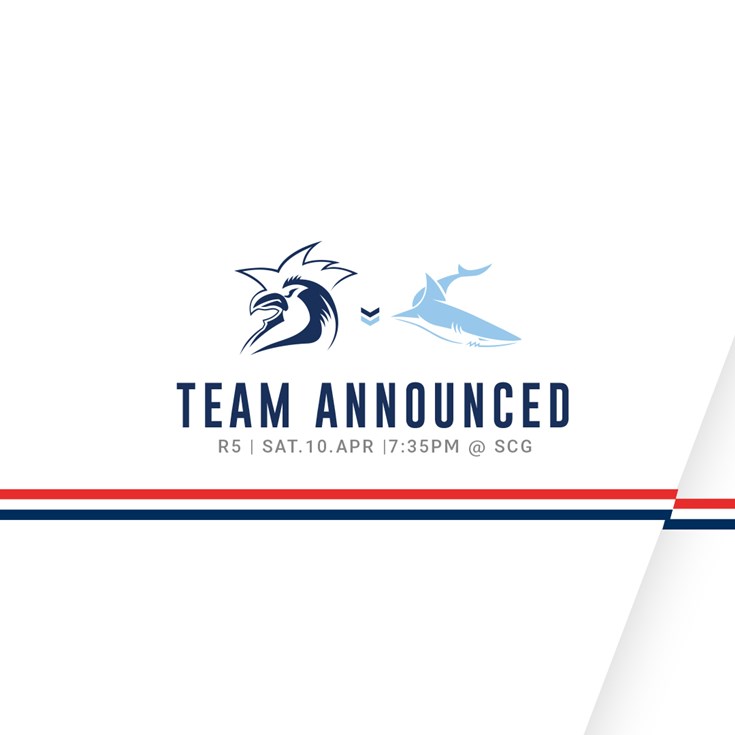 UPDATE: Line Up for Round 5 vs Sharks Announced