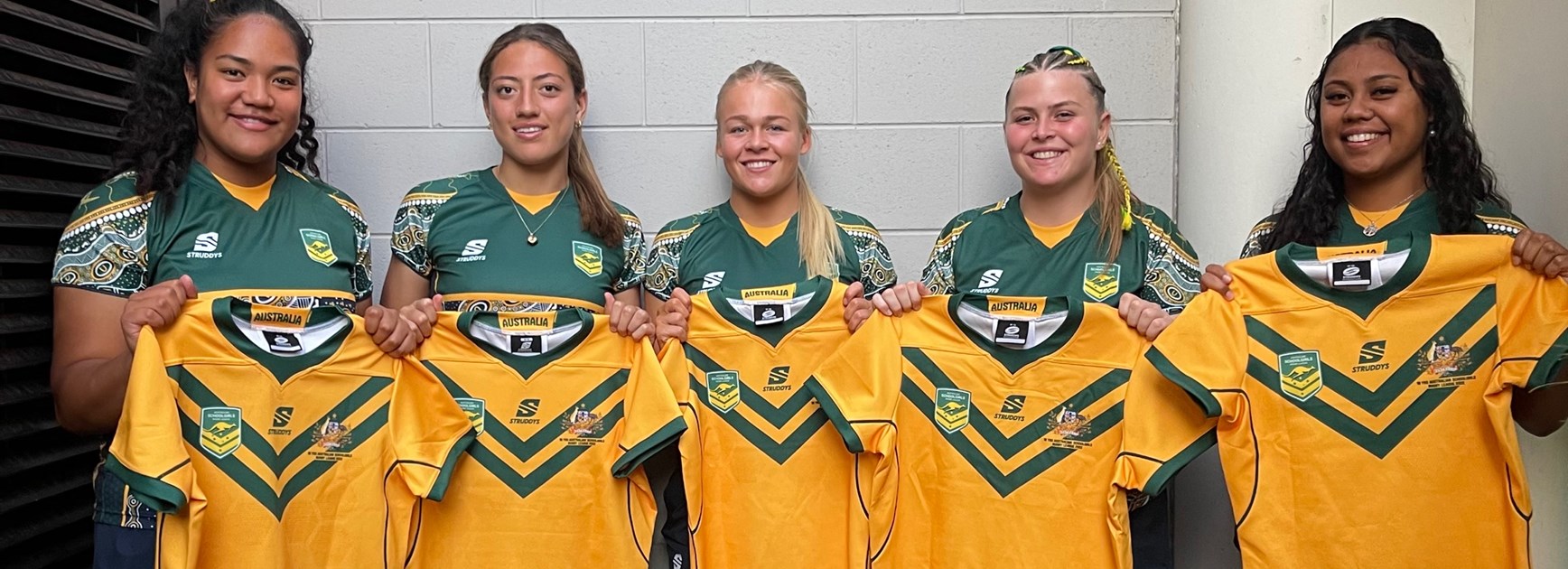 Roosters Reps: (from left to right)  Eliza Lopamaua (Vice Captain), Tavarna Papilii (Captain), Ally Bullman, Shaylee Joseph & India Seeto have all been selected in the inaugural Australian Schoolgirls team. 