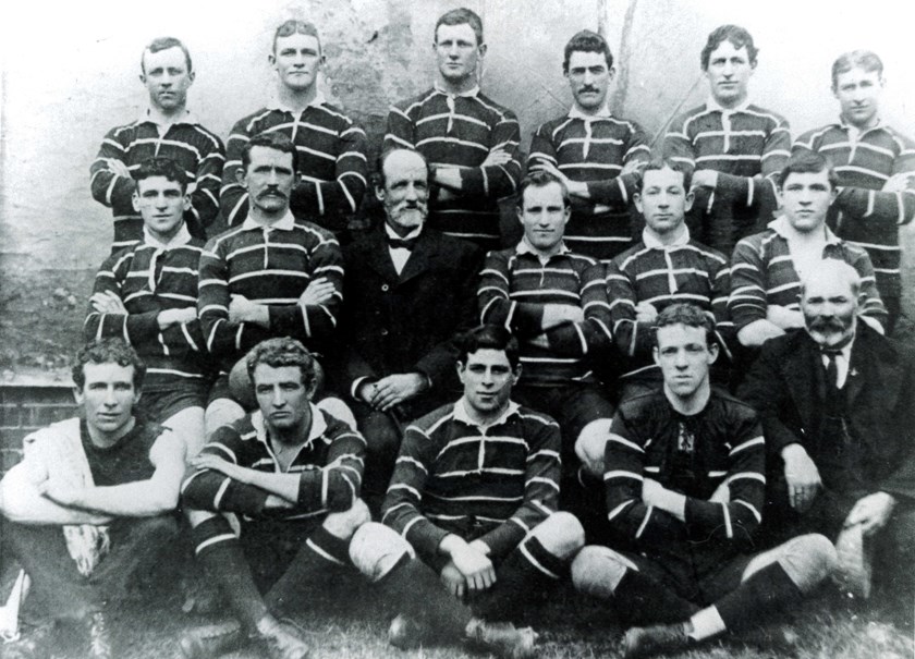 Inaugural Season: The very first team to represent the Eastern Suburbs District Rugby League Football Club in 1908. The Club's first captain, Dally Messenger, is third from the right in the middle row. 