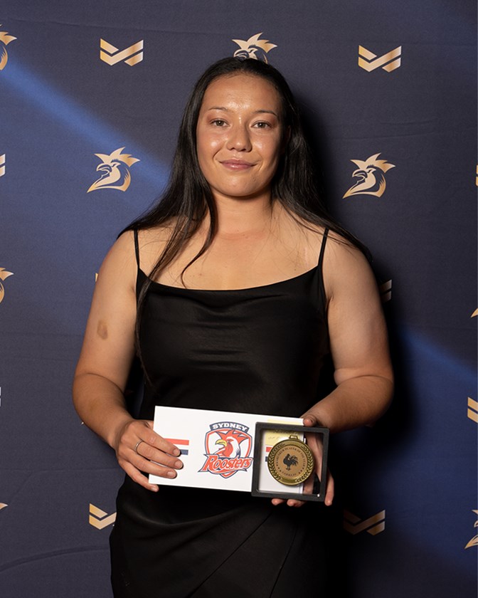 Player of the Year: Halfback Raecene McGregor added to her Dally M Player of the Year Award on Friday night by claiming the KARI NRLW Player of the Year Award. 