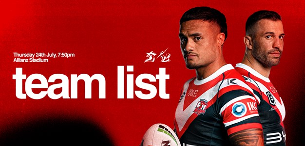 24 Hour Update  | Round 21 Line Up vs Storm