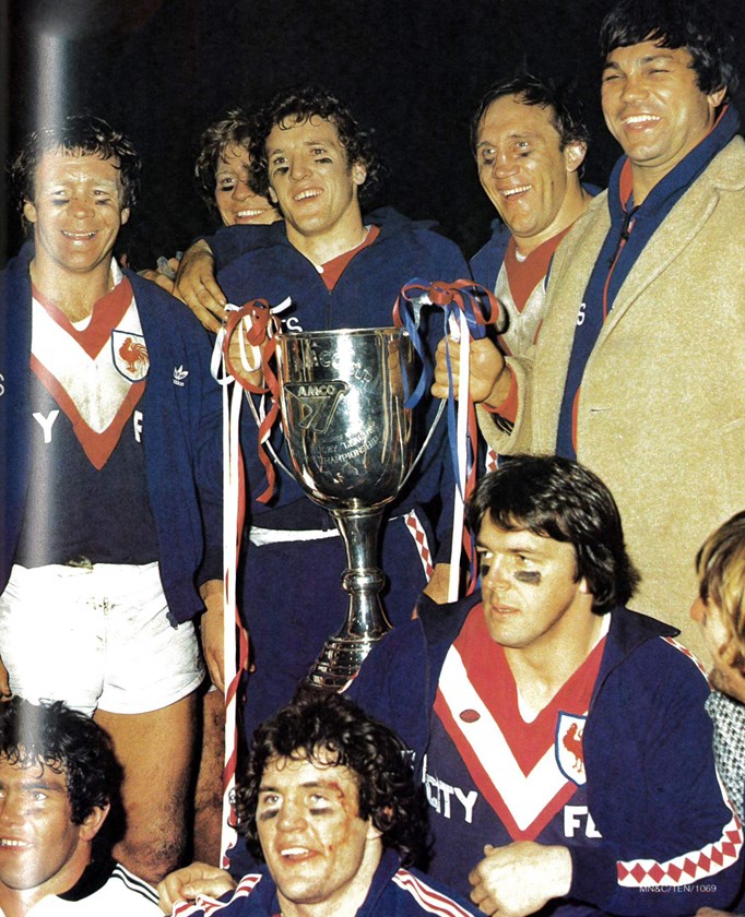 Mid-Week Champs: The Roosters triumphed over old foes St George in the 1978 AMCO Cup mid-week competition, winning 16-4 in the Final. Kevin Hastings (bottom, middle) was named Player of the Series. 