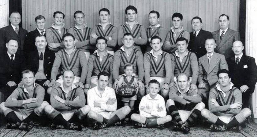 The Club Celebrity side, with Ron seated fourth from the right, middle row. 