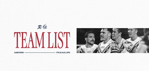 24 Hour Update | Round 26 Line Up vs Storm