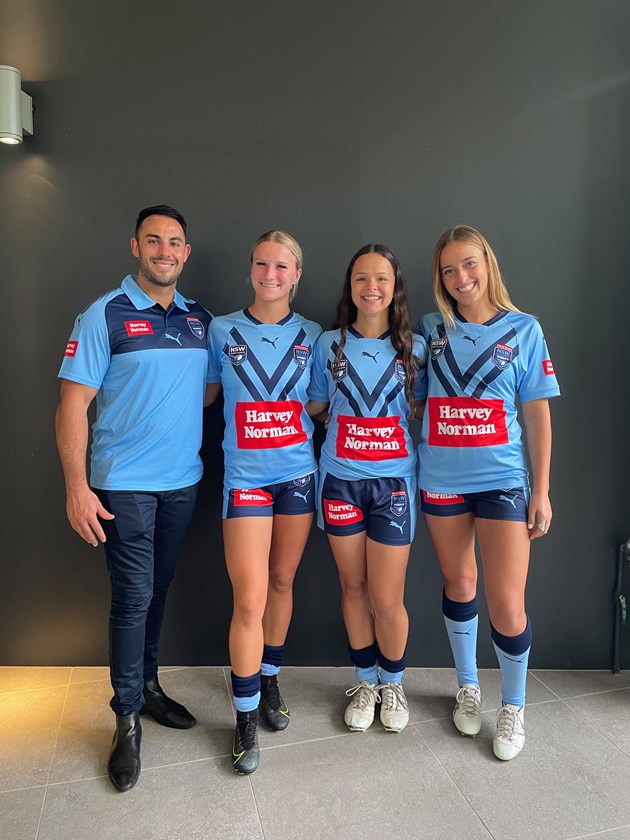 Roosters Contingent: (L to R) Blake Cavallaro alongside Tayla Mongomery, Taneka Todhunter and Charlize Lloyd-Phillips.