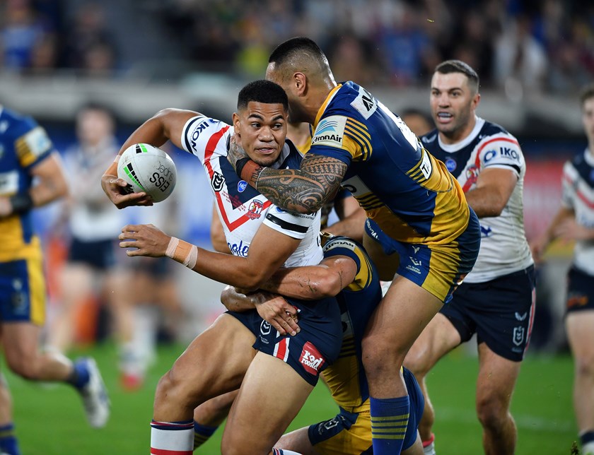 Colossal: Tuku Hau Tapuha has proven to be a handful for opposition defences in his limited time in the NRL, and the 20-year-old will be sure to add to his tally of matches in the Red, White and Blue come 2022.