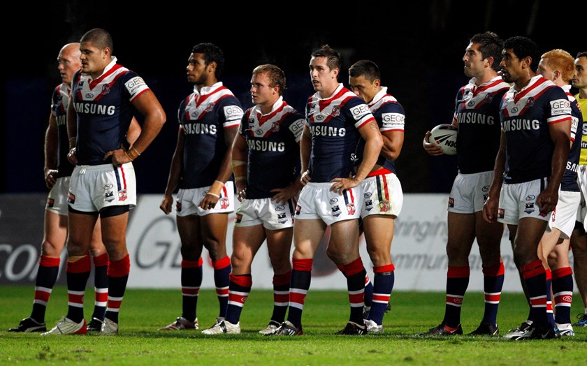 Dejected: It was a cruel ending to a decade that had provided so many highlights, including four Grand Final appearances, a Premiership and a World Club Challenge title as the Roosters finished as wooden spooners in 2009. 