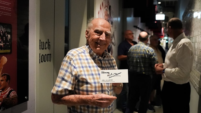 Paul Aquilina signing his player tile in his recent visit to the Sydney Roosters centre of excellence. His player number was  474. 