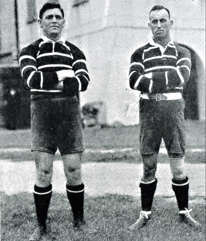 Men in Red, White and Blue: Jack 'Bluey' Watkins and Sid Kaufman were two members of the Easts side that defeated Souths in a thrilling finale to the 1923 Premiership season.