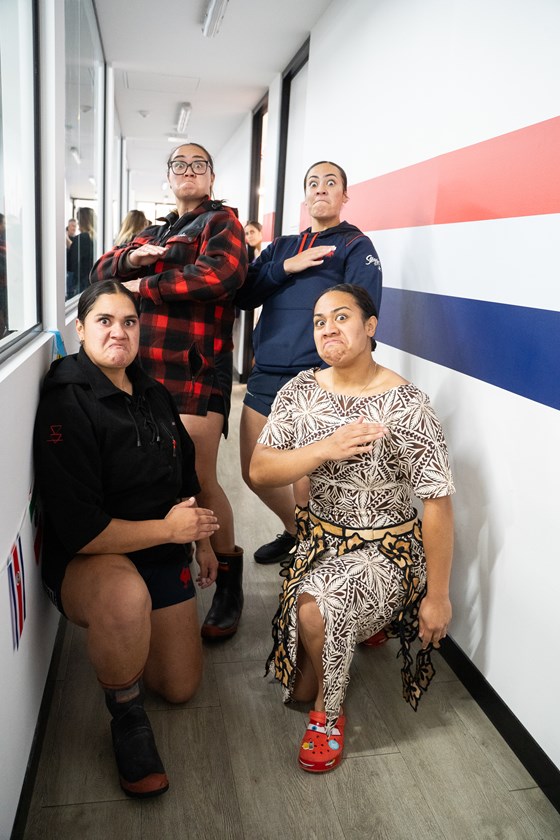 United through culture: Pasikala, Mya Hill-Moana, Pani Hopoate and Aliyah Nasio perform a Pūkana at the Roosters NRLW cultural evening.