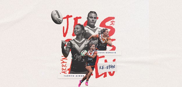 Aiken and Sergis re-commit to Roosters NRLW squad