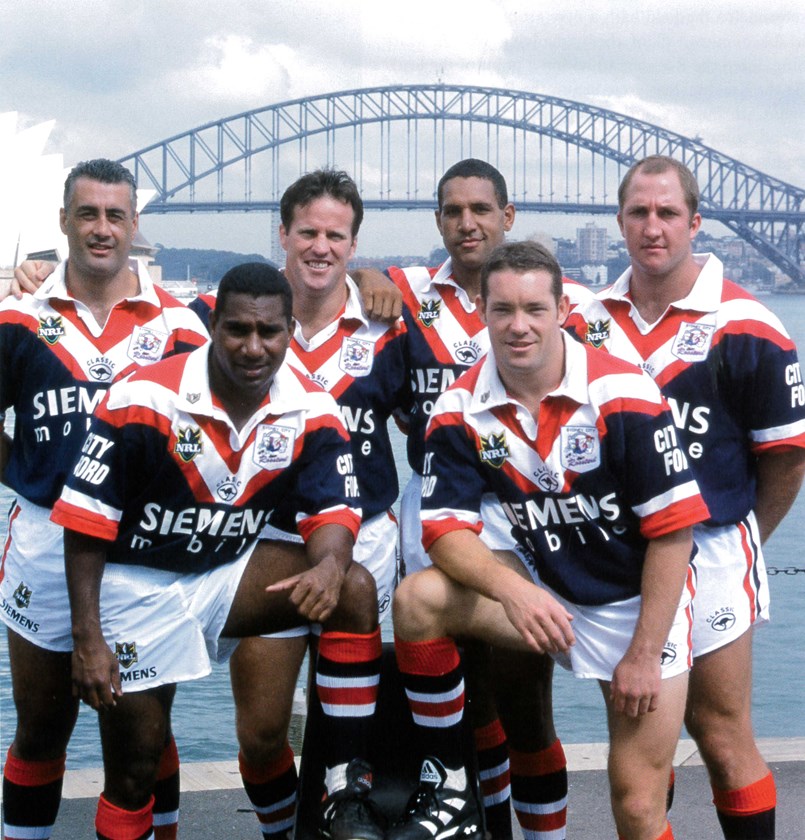 Incoming Roosters '99: An eclectic group of players joined the Roosters in 1999 - (from left to right): Quentin Pongia, Bruce Mamando, Paul Langmack, Graham Appo, Craig Kimmorley and Darren Burns. 