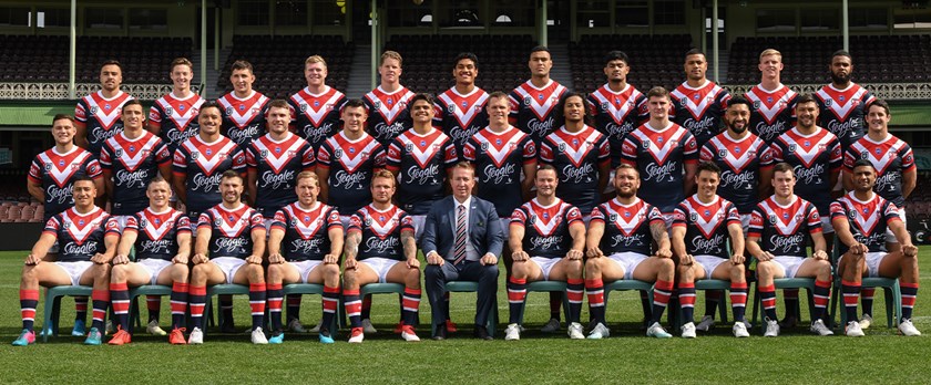 Back Row: Matt Ikuvalu (Reserve), Sam Verrills, Victor Radley, Drew Hutchison (Reserve), Egan Butcher (Reserve), Christian Tuipulotu (Reserve), Daniel Suluka-Fifita (Reserve), Asu Kepaoa (Reserve), Poasa Faamausili (Reserve), Freddy Lussick (Reserve), Bernard Lewis (Reserve)
Middle Row: Lachlan Lam (Reserve), Billy Smith (Reserve), Zane Tetevano (Reserve), Angus Crichton, Joseph Manu, Latrell Mitchell, Lindsay Collins (Reserve), Sitili Tupouniua Reserve), Fletcher Baker (Reserve), Isaac Liu, Ryan Hall (Reserve), Nat Butcher
Front Row: Siosiua Taukeiaho, Brett Morris, James Tedesco, Mitchell Aubusson, Jake Friend (Co-Captain), Trent Robinson (Coach), Boyd Cordner (Co-Captain), Jared Waerea-Hargreaves, Cooper Cronk, Luke Keary, Daniel Tupou