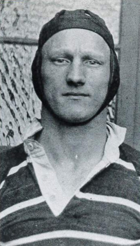 Sharpshooter: One of the greatest goalkicking exponents in the code's history, Dave Brown famously donned his leather headgear. 