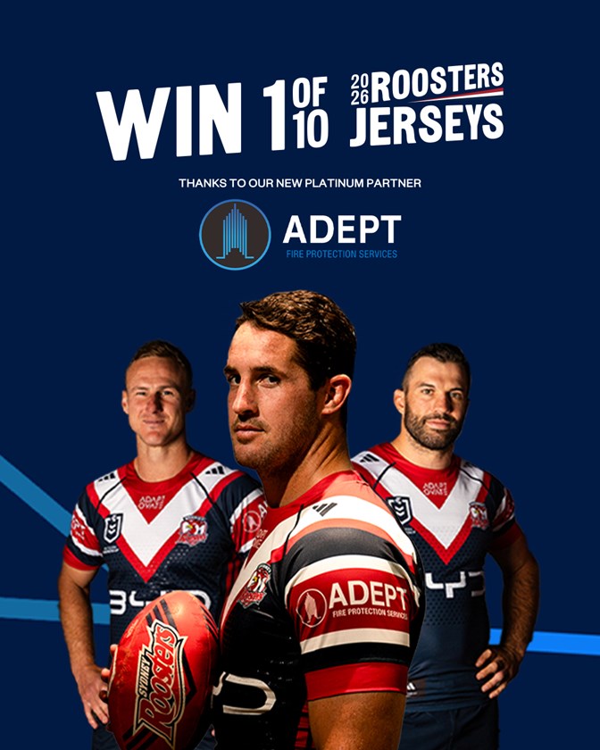 ADEPT are giving you the chance to get your hands on a brand new 2026 Sydney Roosters Adidas NRL Home Jersey. Enter Now!