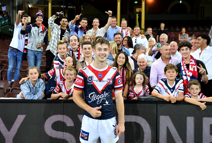 Sam Walker celebrates his debut with his family who flew in from around Australia to show their support. 