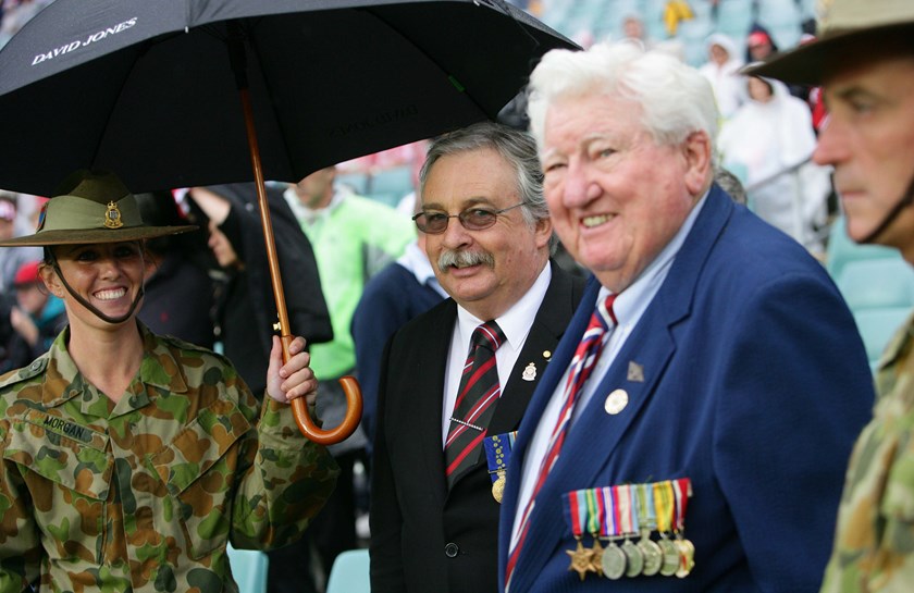 Having previously served in WWII,  Ferris Ashton (right)  is immortalised as one half of the Ashton-Collier Medal, presented to the man of the match in the annual Anzac Day Cup. 
