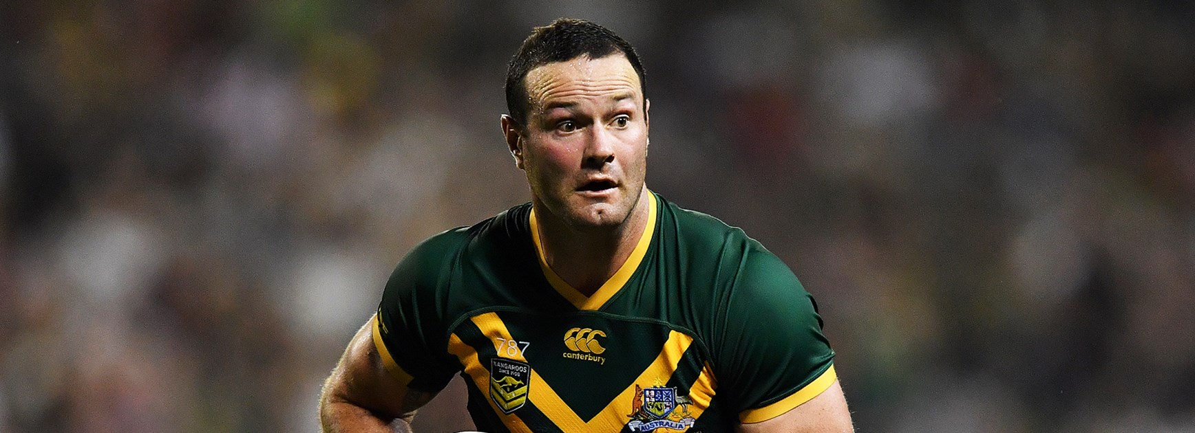 Captain Boyd Cordner takes the ball up for the Kangaroos.