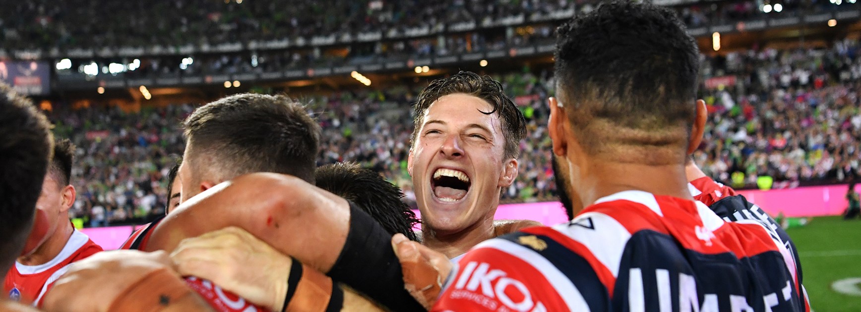Sam Verrills moments after the Roosters won the 2019 NRL Grand Final.