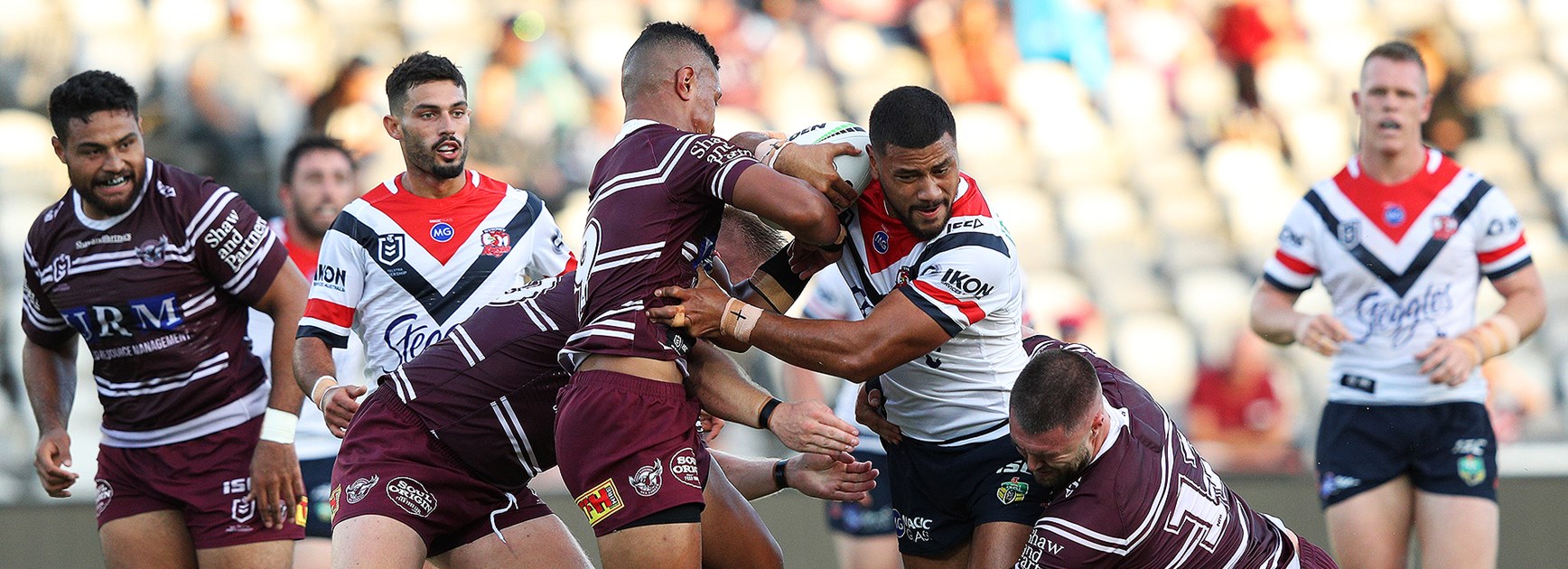 Poasa started for the Roosters in their Community Cup trial against the Sea Eagles.