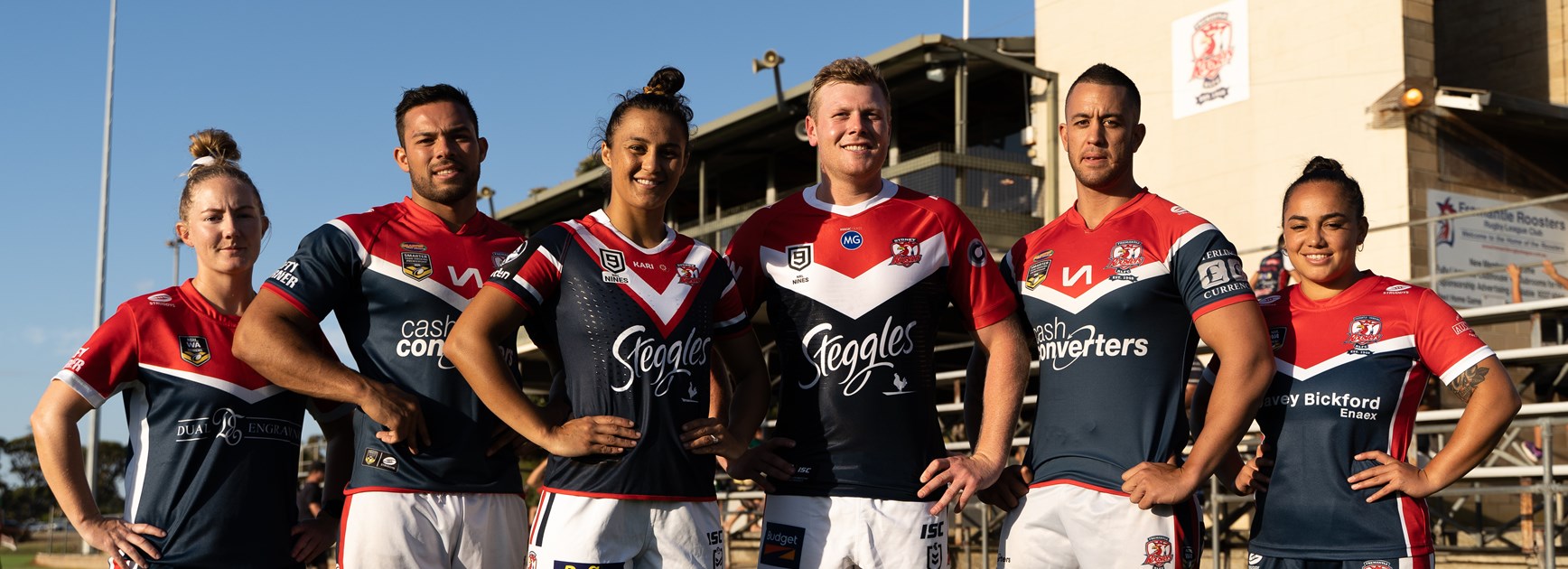 Sydney Roosters NRL Nines Captains Corban McGregor and Drew Hutchison meet with the Fremantle Roosters