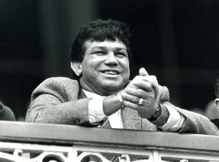 Arthur Beetson watches on with excitement at the Sydney Cricket Ground.