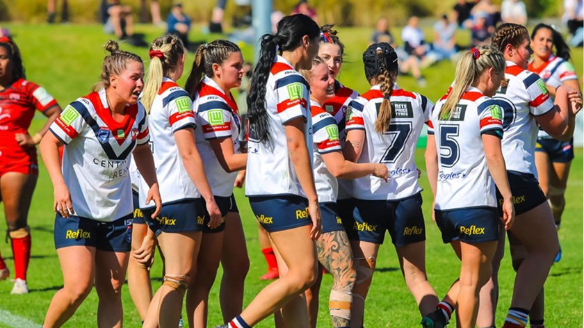 The Central Coast Roosters after a big win over the North Sydney Bears in 2020. 