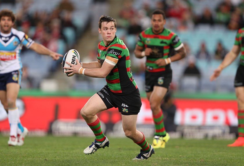Keary seeks out support while running the ball for Souths in 2014.